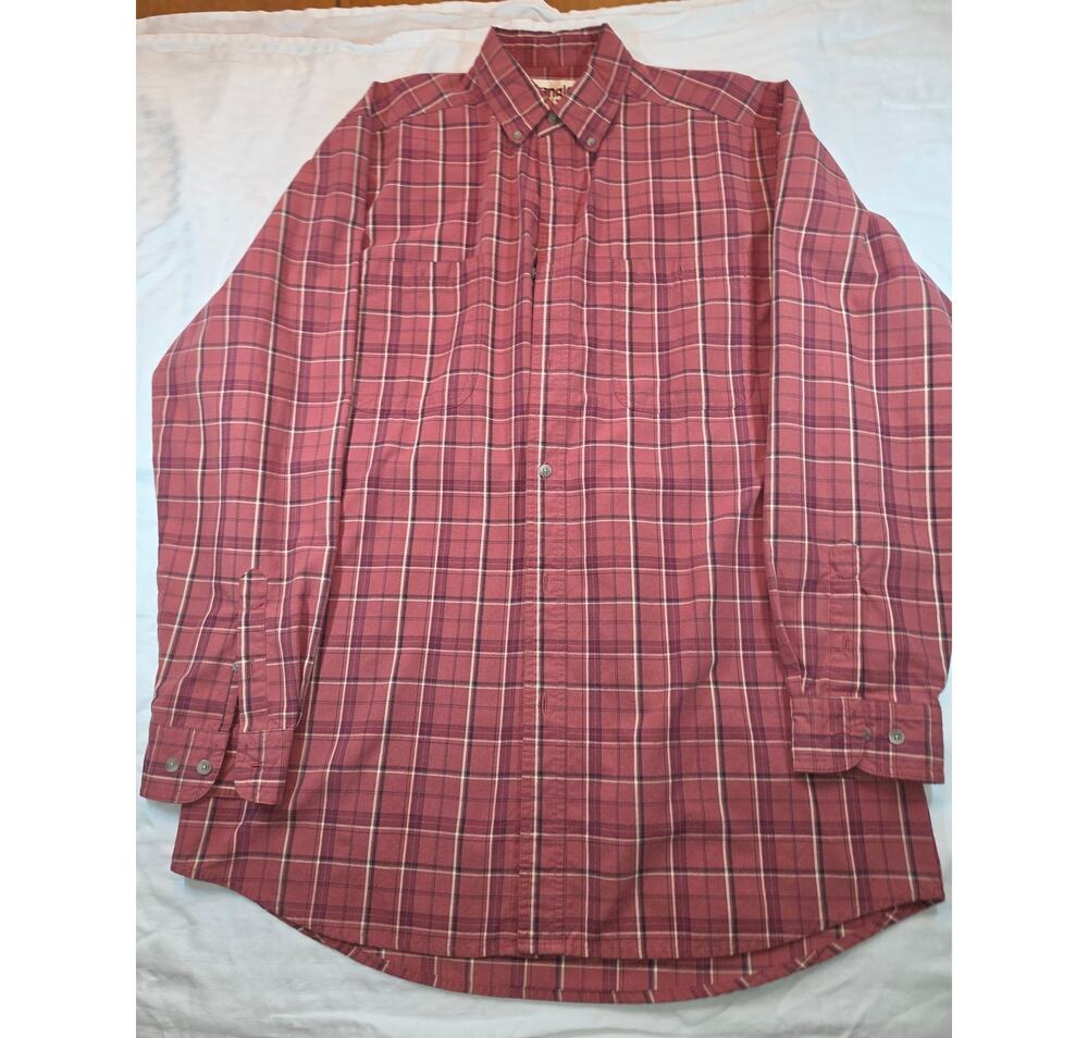 Wrangler Rugged Wear Men's Red Plaid Long Sleeve Button Shirt Size LT